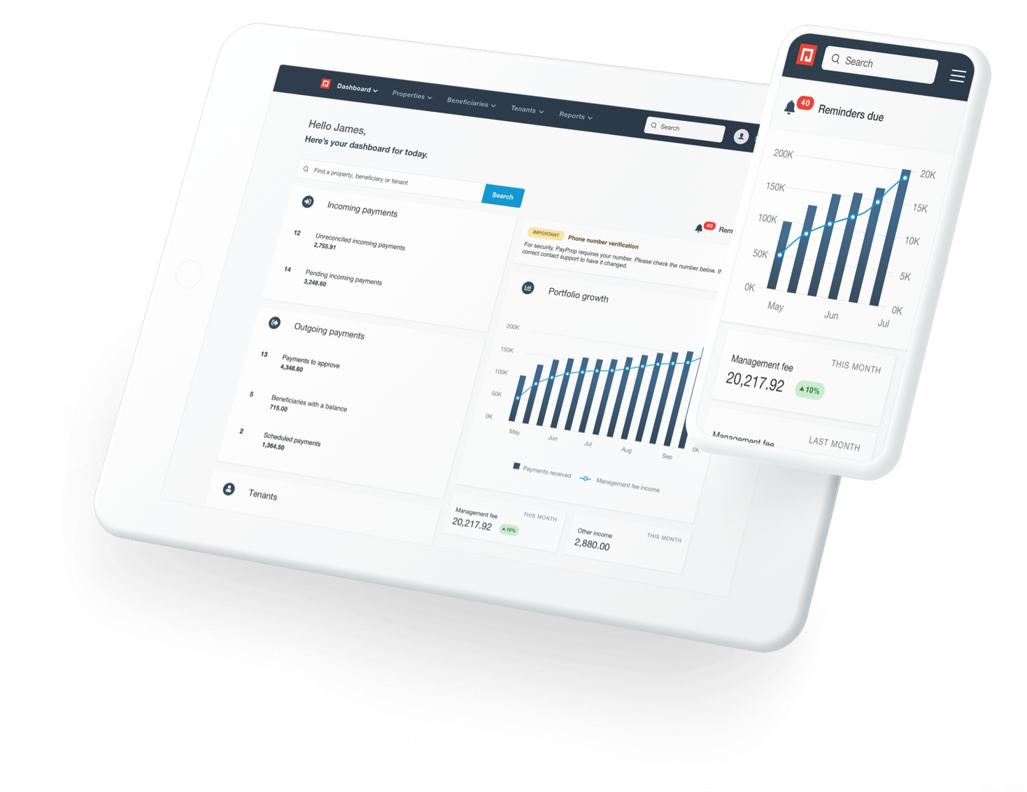 Letting Agent Software - dashboard view